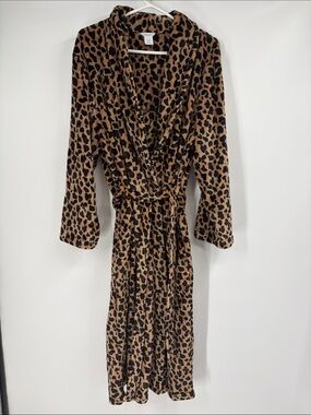 Sleep Chic Animal Print Fuzzy Long Robe Size Large